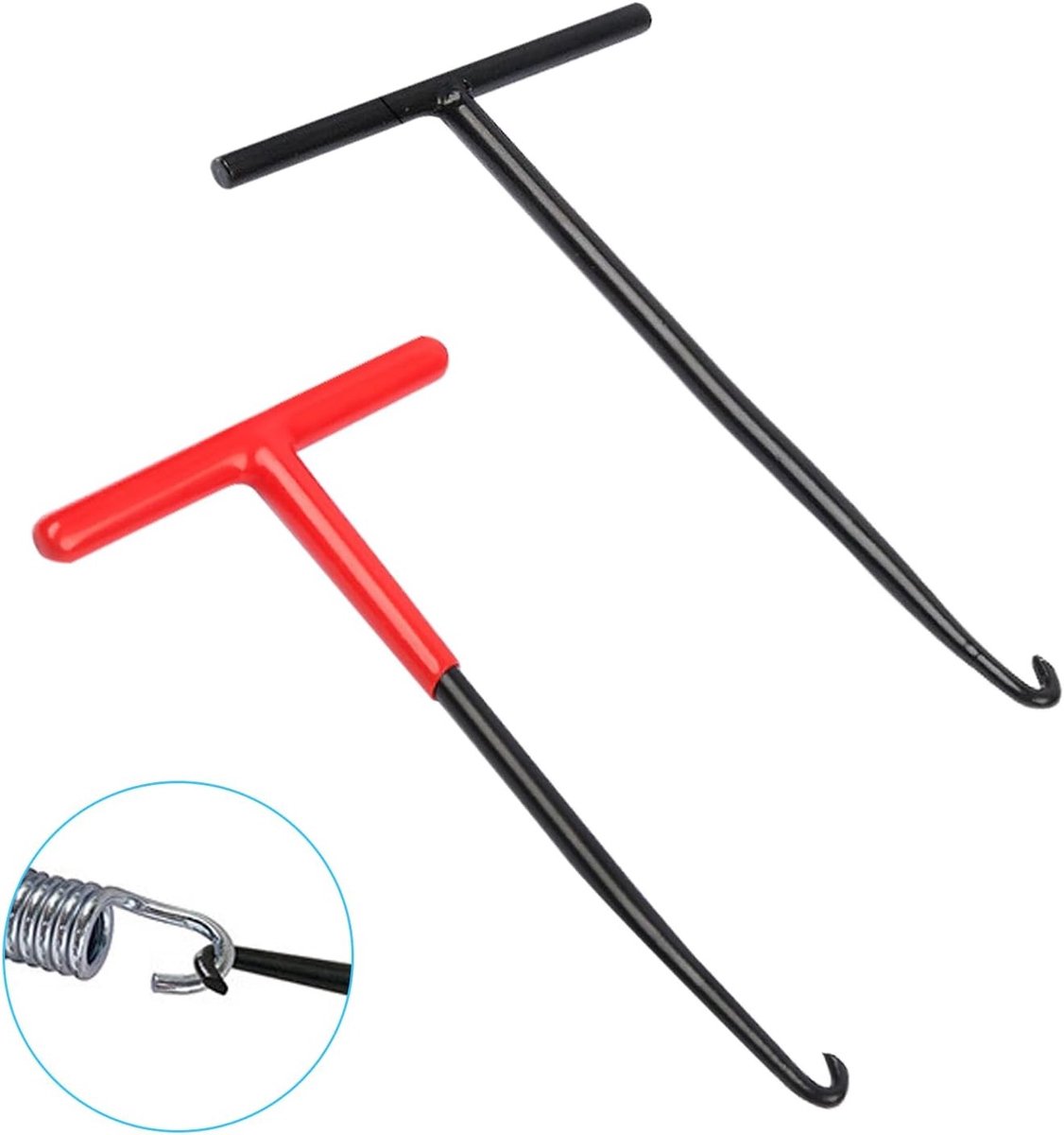 2 Stuks Veerhaken voor Uitlaat - Metaal T-greep Veerhaak voor Fietsen en Motorfietsen - Handige T-haak voor Trampolines en Gereedschap - Universeel Gebruik met Sterke Grip