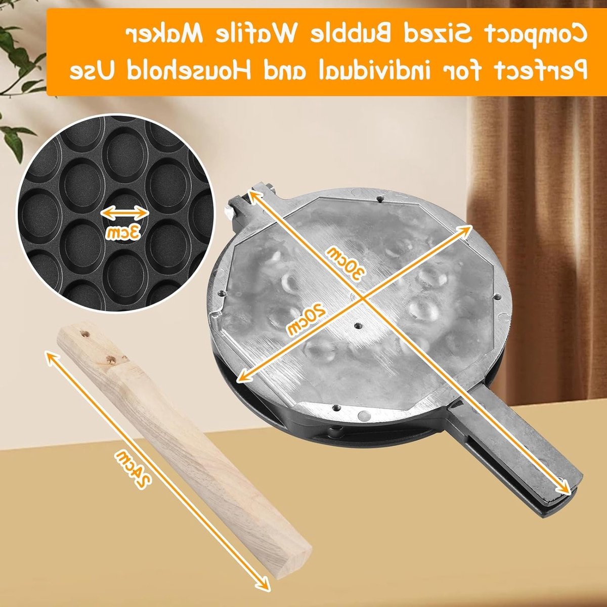 Dailygoods - Wafelijzer - Anti-aanbak Bakvorm - Ideaal voor Ei Bubble Wafels - Roestvrij Staal - Compact en Duurzaam - Thuis en Commercieel Gebruik - — cadeau in Cadeau-ideeën - foto 5