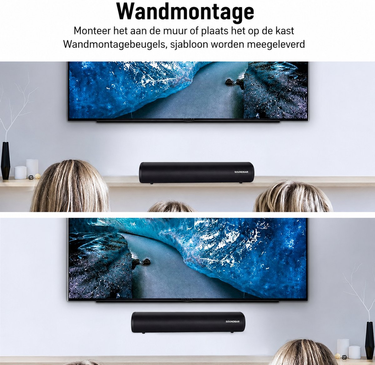 Mini soundbar - soundbar voor tv - computer-soundbar met Bluetooth 5.0 - bekabelde en draadloze pc-luidspreker - home-audiosysteem voor thuisbioscoop/gaming/projectoren – foto 2