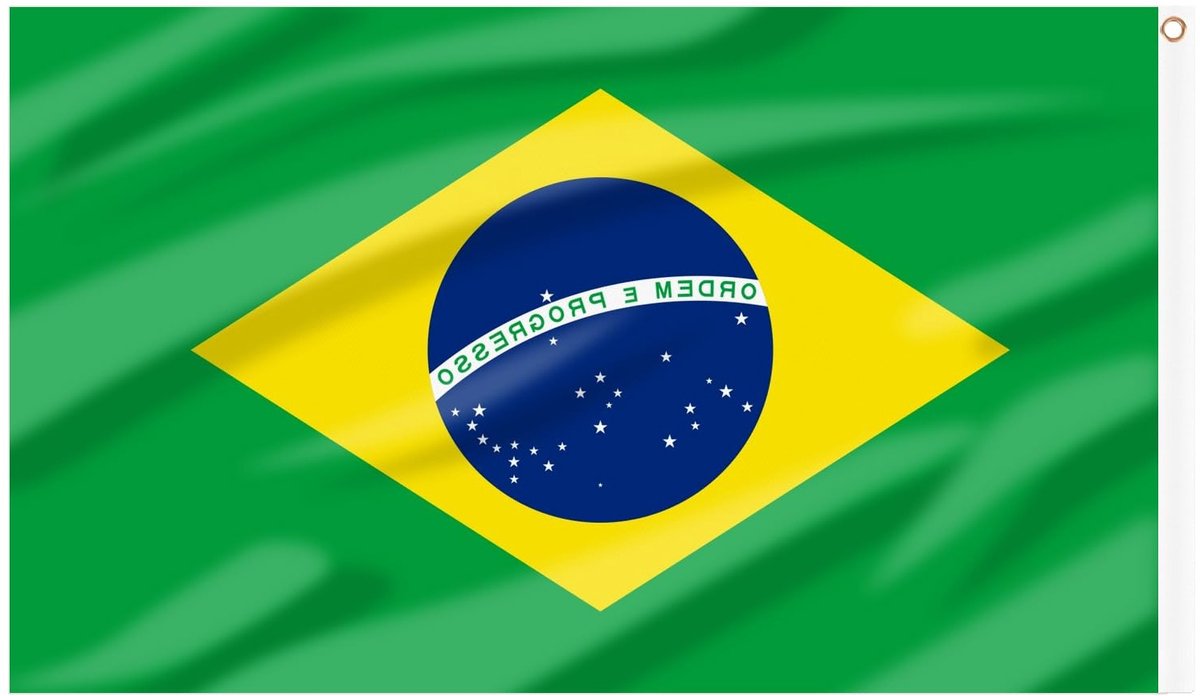 Braziliaanse Vlaggen 1.5m x 0.9m voor Feestdecoratie - Dubbelzijdige Vlaggen met Messing Oogjes voor Voetbal en Buitenactiviteiten (4 Stuks)