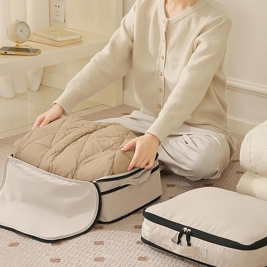 Opbergzakken Kleding - Dekbed Organizer - Kast Opruimen - Met Handvat Ritssluiting - 52x42x30cm - Zwart — afbeelding 2