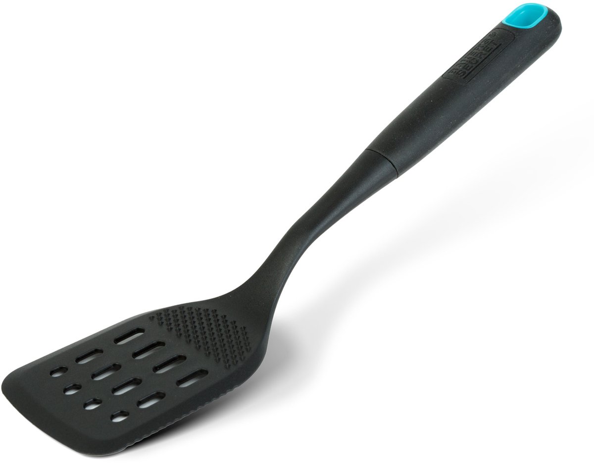 Bakspatel Nylon - Hittebestendige Spatel voor Anti Aanbak Pannen - Keukenspatel met Antislip Handgreep - Pannenkoekspatel - Turner voor Bakken en Koken - BPA Vrij - Zwart - 32,5 cm [BS41161]