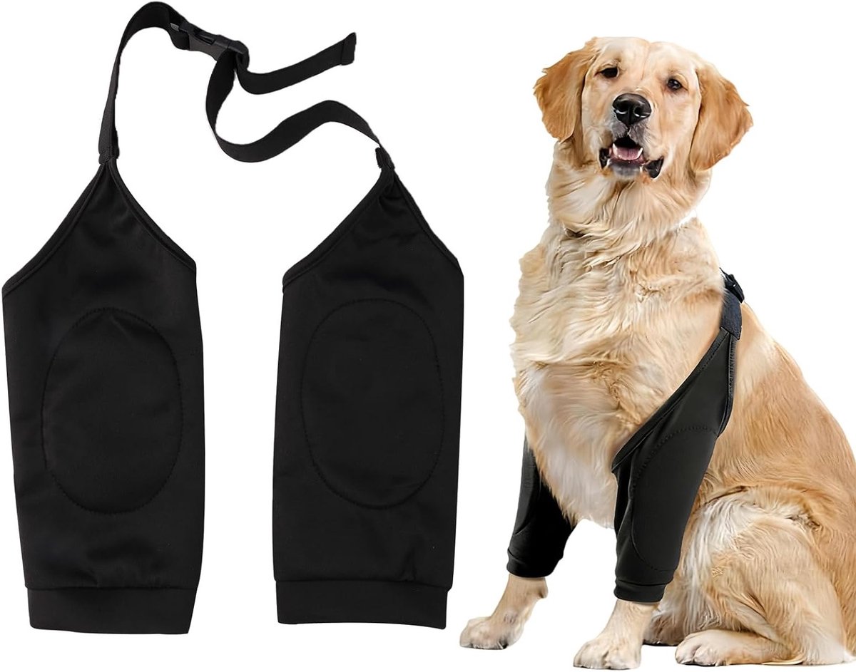 Elbowbeschermer voor Honden, Verstelbare Kniebandage voor Middelgrote en Grote Honden, Bescherming tegen Wonden, Ondersteunt bij Artritis en Voorkomt Likken