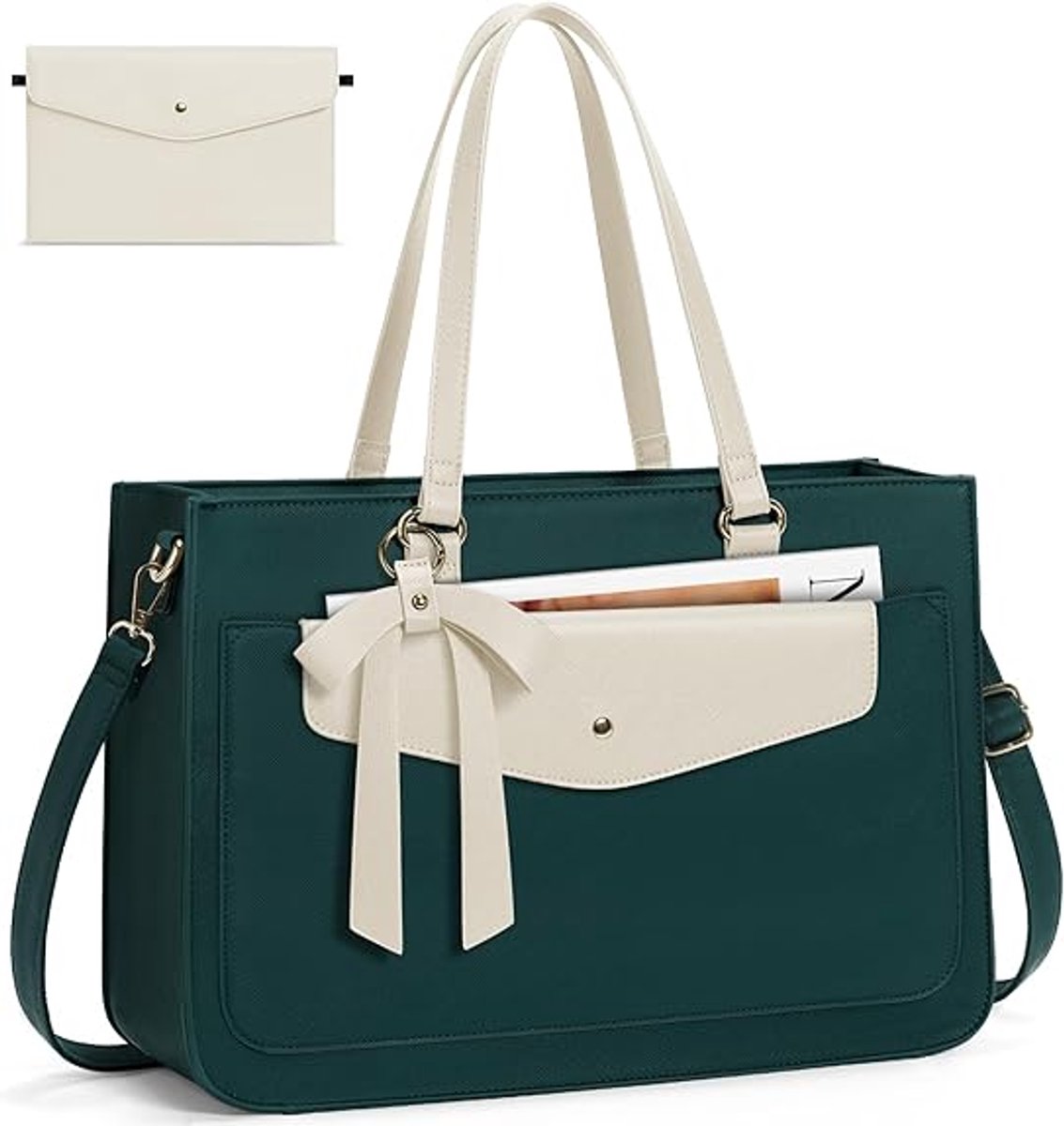 Laptoptassen voor vrouwen 15,6 inch - Werk- en Zakelijke Draagtassen met Clutch