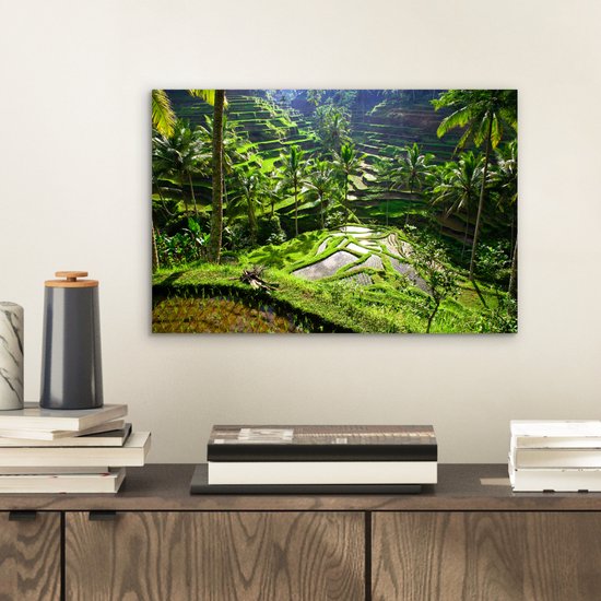Aluminium schilderij 30x20 cm - Wanddecoratie metaal - Spectaculaire rijstvelden ten noorden van Ubud - Metalen muurdecoratie woonkamer - Decoratie industrieel - Foto op dibond - Industriële accessoires slaapkamer