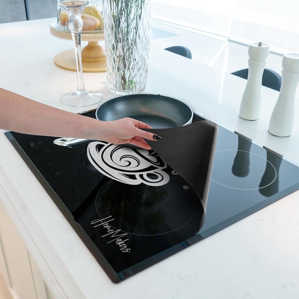 Kookplaat Beschermmat Inductie Mat Krasvrij Koken Hittebestendig Siliconen 61 x 53 cm Doorschijnend