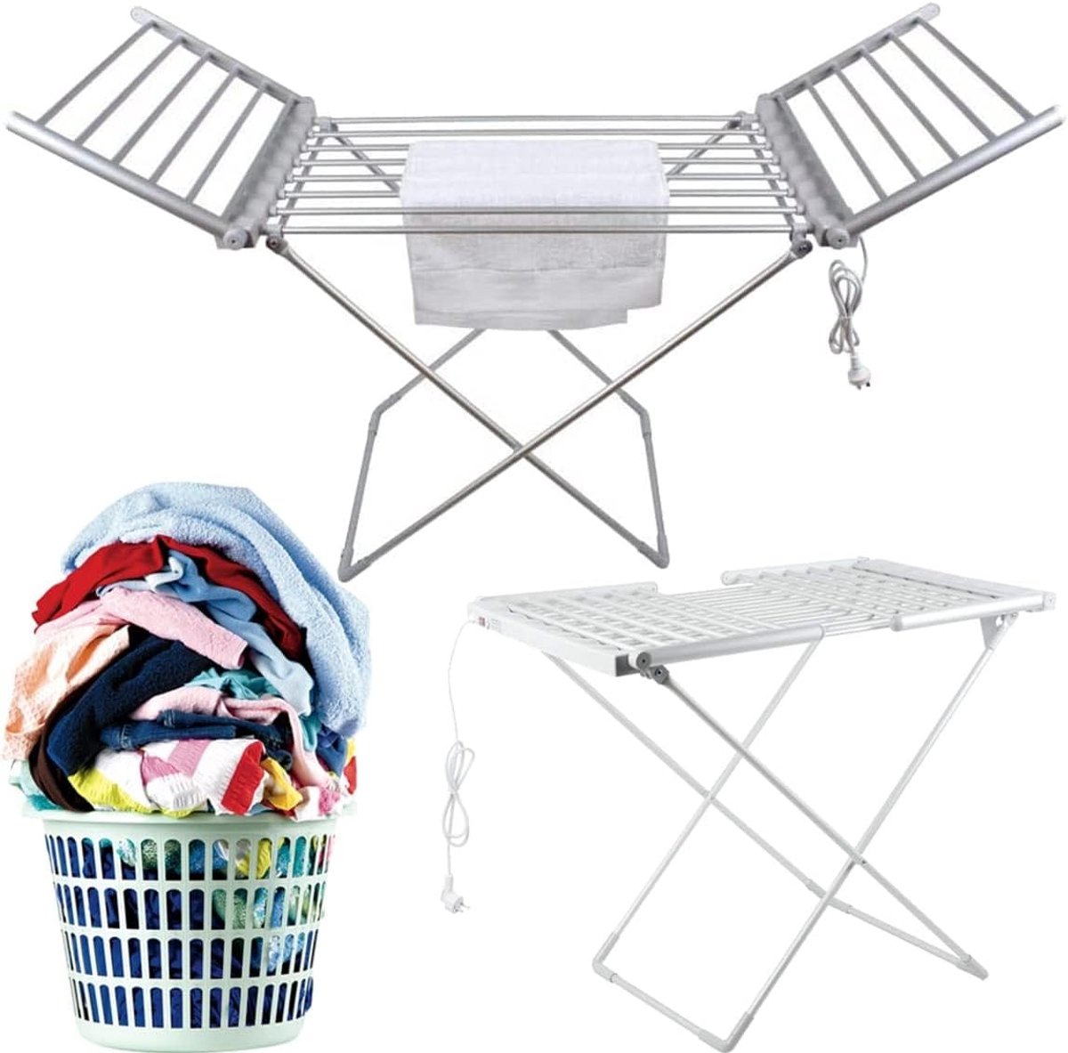 Elektrisch Droogrek Waskleding Droger Snel Kleding Drogen Energiebesparend Opvouwbaar 147 x 54 x 94 cm Effen