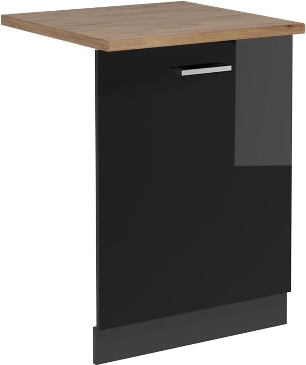 Vaatwasserfrontpaneel Keukenfront Keuken Integratie Hoogglans Afwerking 60 cm Breed Zwart