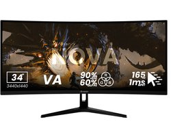Arozzi Nova 34" Gaming Monitor - Curved - UWQHD VA - 165Hz - Zwart