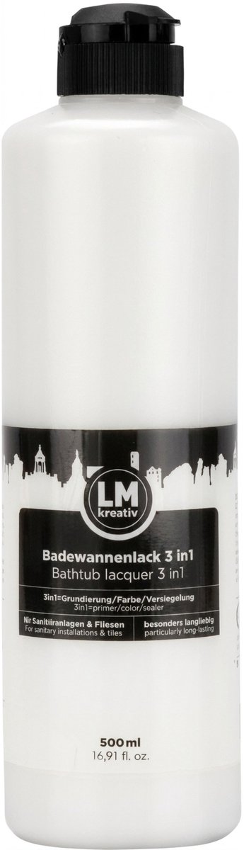 LM-Kreativ Muurverf - Tegelverf voor Badkamer - 3-in-1 Hechtlaag, Kleurlaag en Beschermlaag - Wit - 500 ml
