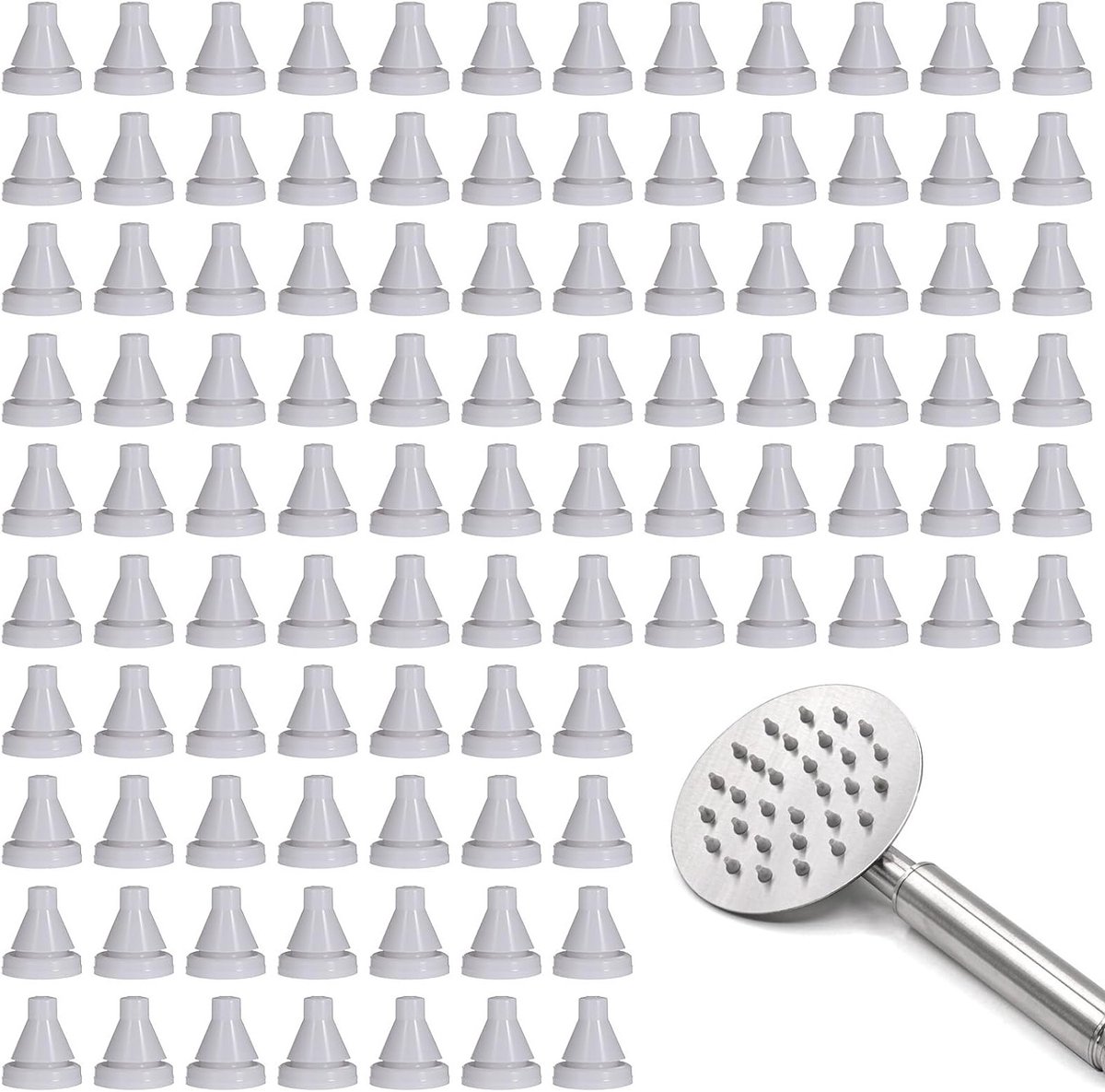 Siliconen Spuitmonden Set van 100, Vervangende Douchekop, Universele Grijze Spuitmond, Ronde Tip voor Regen Douchekop, Ideaal voor Badkamer Renovatie en Reparatie