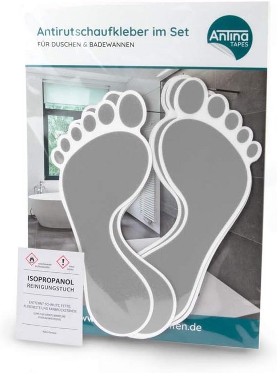Antislip Stickers Voetafdrukken voor Douche en Badkuip - 8 Stuks, Zelfklevend — afbeelding 5