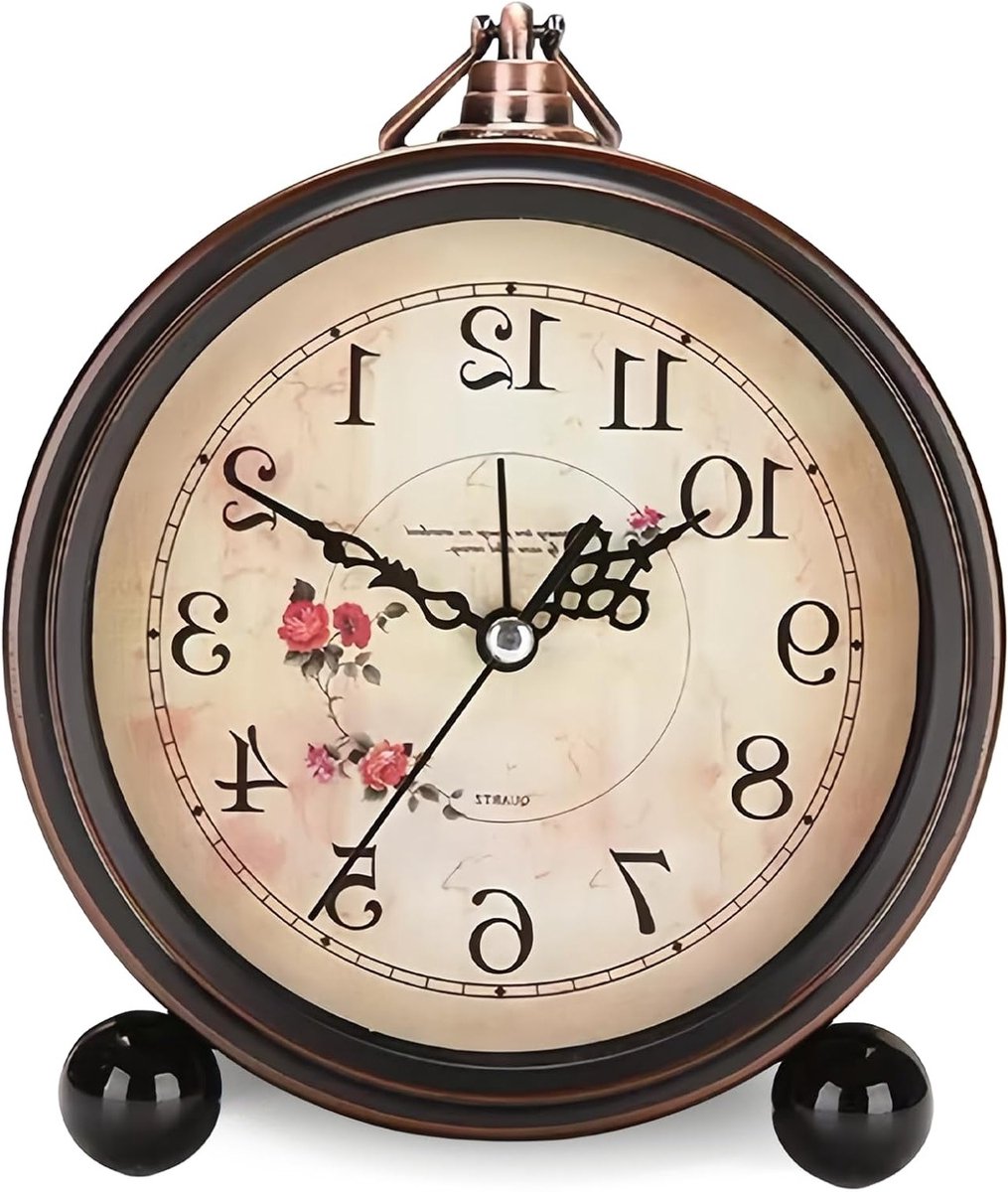 Classic Retro Tafelklok: 5.3 Inch Analoge Alarmklok, Stil Metalen Wecker voor Slaapkamer en Woonkamer, Vintage Design