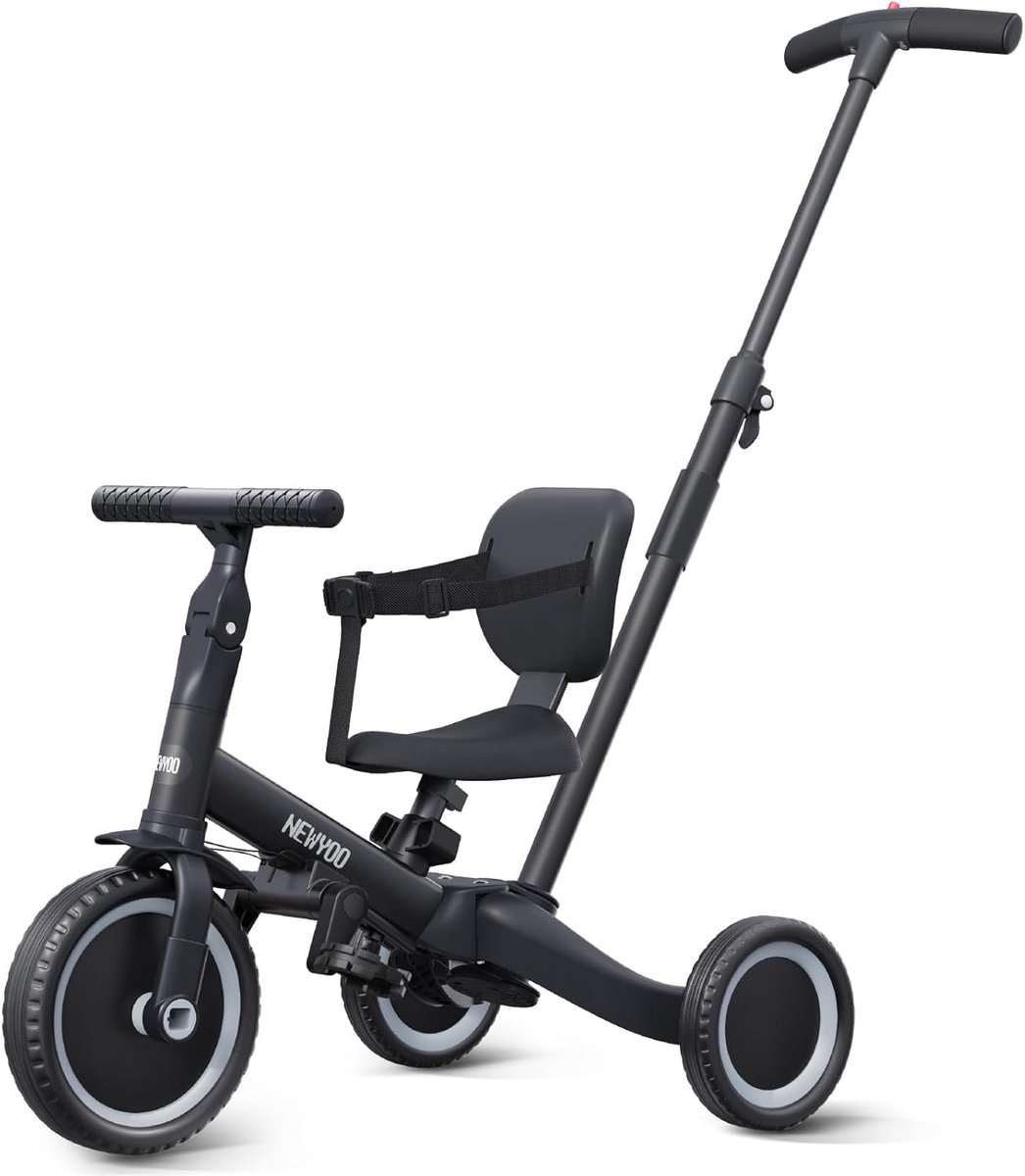 Kinderdriewieler 5-in-1 Loopfiets Drietraps Leren Fietsen Multifunctioneel Aanpasbaar 62 x 43 x 50 cm Zwart
