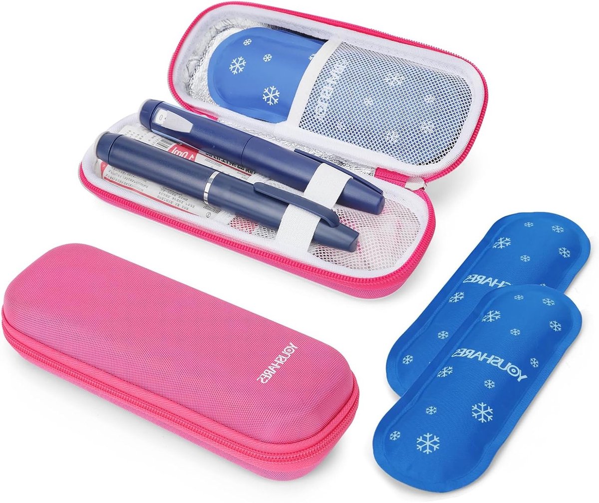 Insuline Koeltas voor Diabetici met IJszak - Ideaal voor Reizen, Medische Opslag en Syringes, TSA Goedgekeurd, Roze