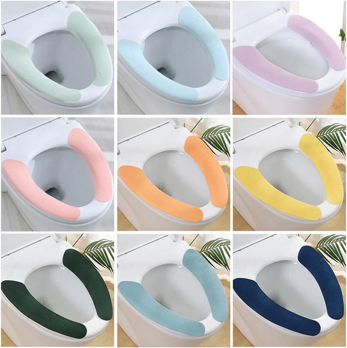 Zachte Toiletbril Covers, 9 Paar, Warmte Pads voor Toilet, Ideaal voor Thuis en Reizen, Verkrijgbaar in 9 Kleuren
