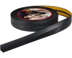 ProfiPVC Zachte plint zelfklevend 18x18mm - 10 meter, afwerking plint voor keuken en badkamer, PVC zelfklevende afdichtstrip, flexibel, Zwart