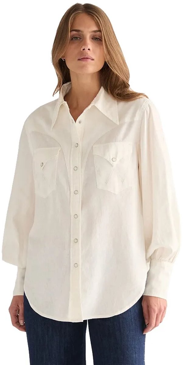 Wrangler Exaggerated Western Overhemd Met Lange Mouwen XL Vrouw Wit
