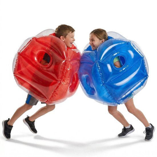 Cheqo Body Bumpers Set van 2 - Bumperbal Opblaasbaar - Bubble Voetbal Bumperballen - Zorb Bal voor Kinderen en Volwassenen - Buitenspelen - Bubbelbal - Bumpervoetbal - Bump Ball - Buitenspeelgoed - Bubble Soccer - Botsbal - Sumo Bal - Body Zorb