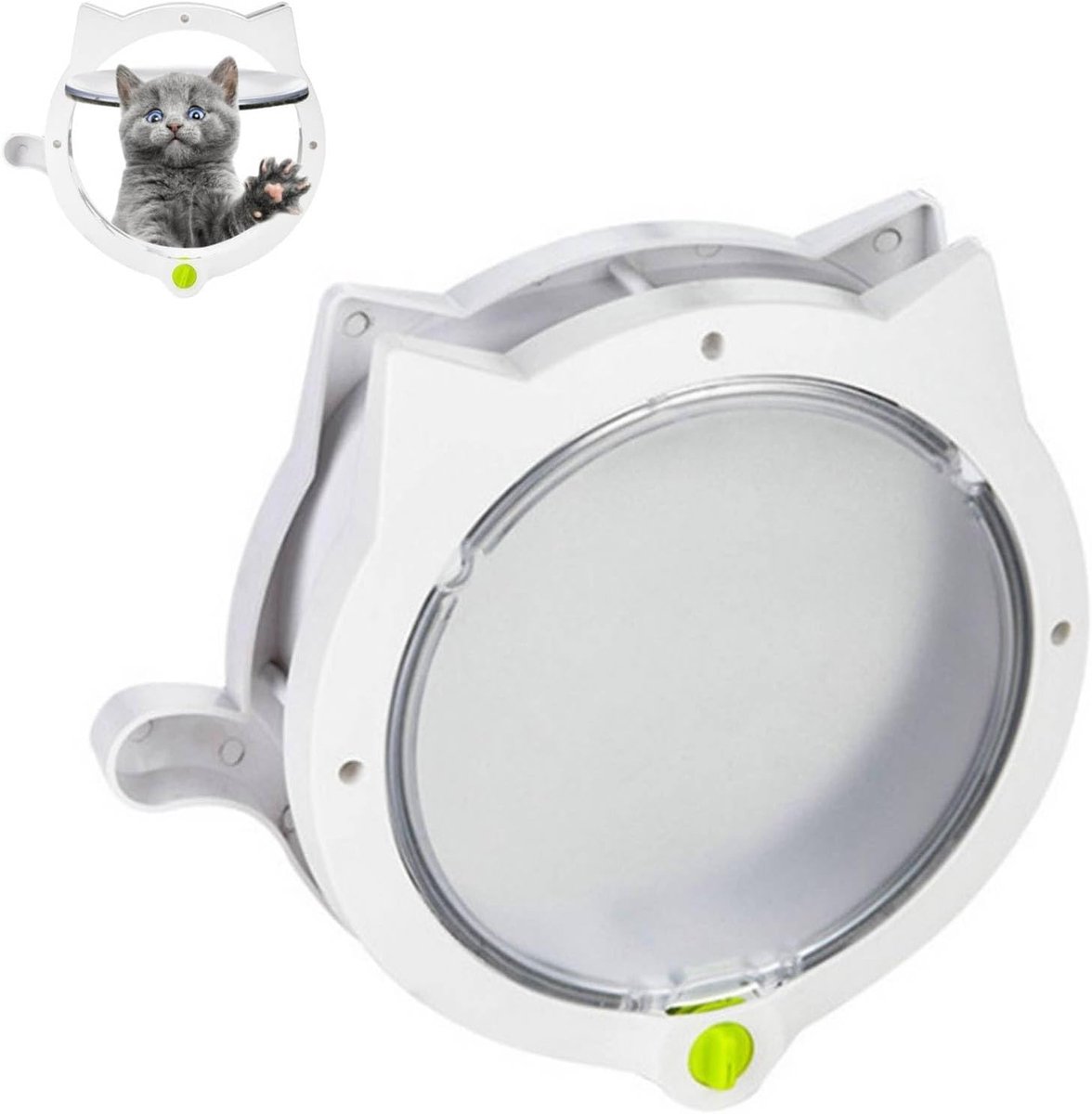 Kattenhekje - Kattenluik met Tunnel en Magnetische Sluiting – 26x8.5x31 cm - Waterdicht - Wit