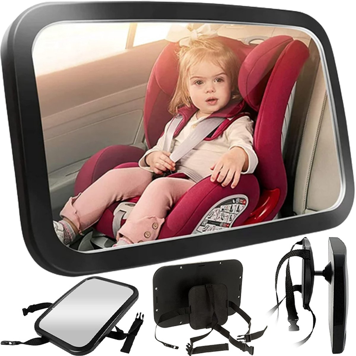 Retoo Baby Car Mirror - 360° Draaiend Achteruitkijkspiegel voor Kinderzitje - Veilig en Duurzaam