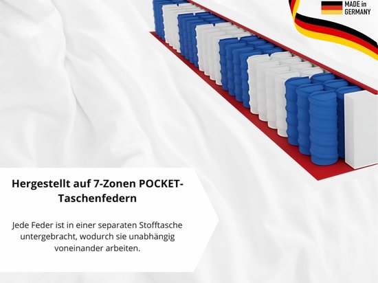 Pocketvering Matras - Kokos Matras - Ergonomisch Slapen - Dubbel Hardheidssysteem - 120 x 200 x 27 cm - Zwart — afbeelding 2