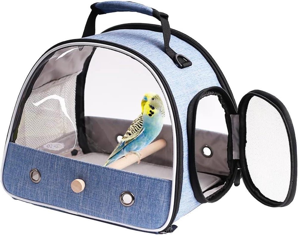 Vogeldrager - Draagbare Vogelkooi - Reizen met Huisdier - Inclusief Accessoires - 1 Pond Max Gewicht - Blauw