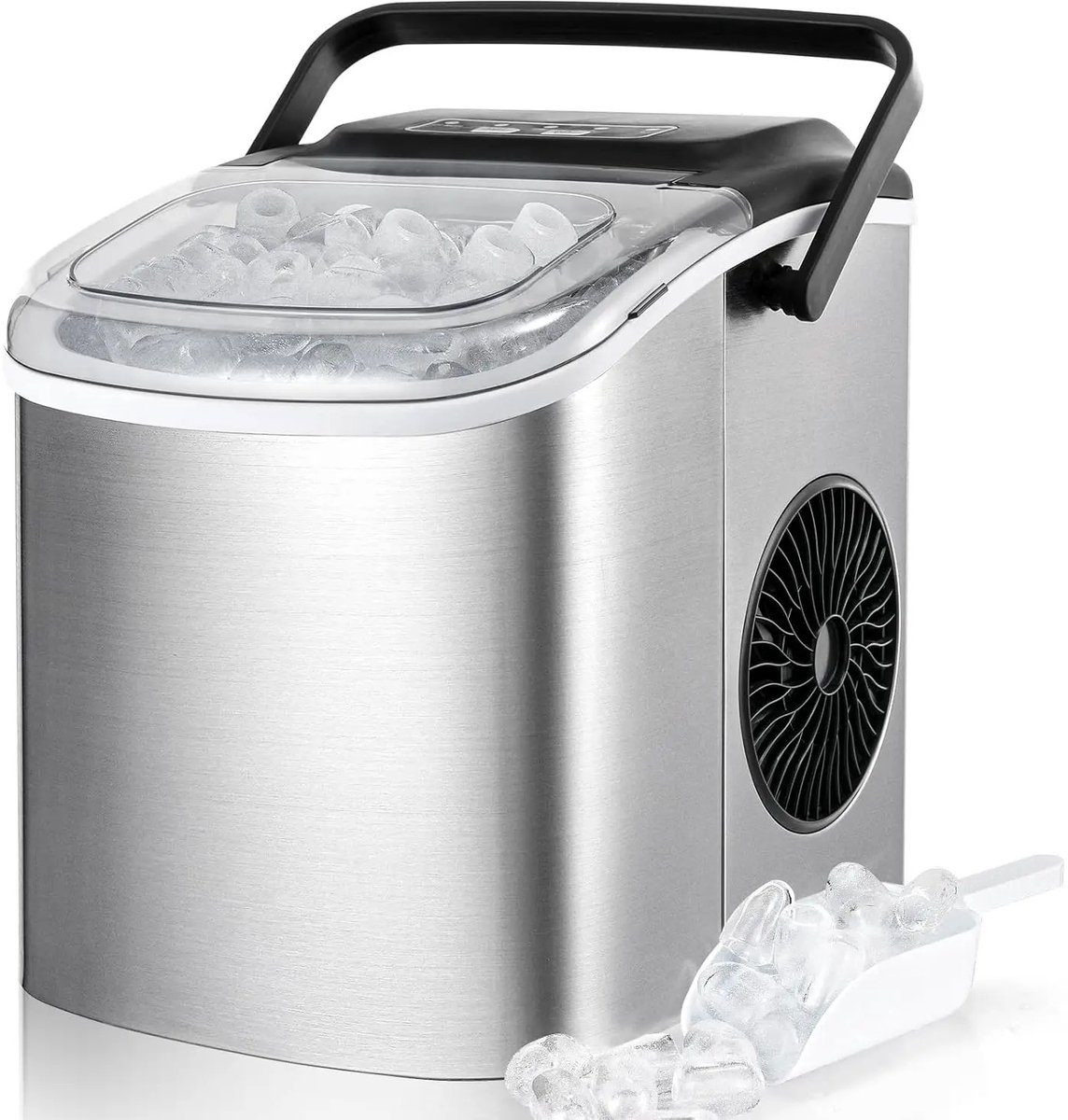 Seth Select Elektrische Ijsblokjesmachine – IJsblokjes in 6-12 Min – 2 Maten IJs – Zelfreinigend – Compacte Ijsblokjesmaker met Handvat – Ijsmachine 1.2L