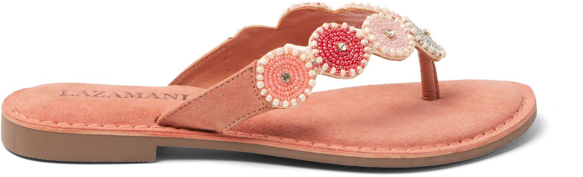 Lazamani - Loua Dames Teenslippers Suede Pink - Maat 39