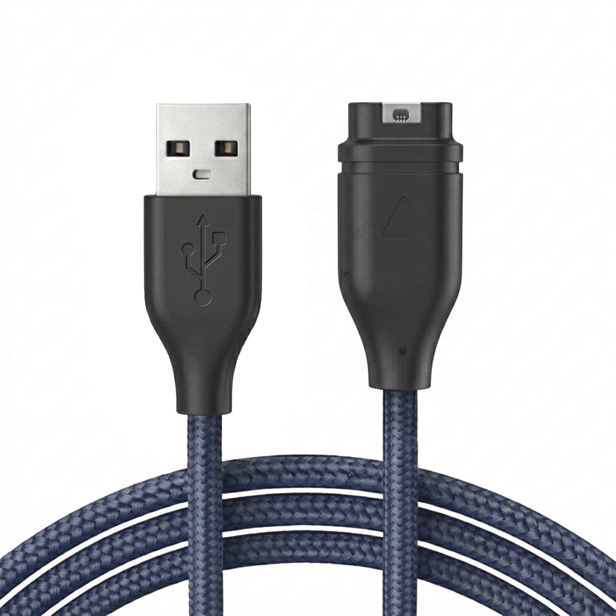 Qost - USB-A naar Garmin Kabel - 1 Meter - Nylon - Donkerblauw - Garmin oplaadkabel - Compatibel met Garmin Instinct / Forerunner / Fenix - 1-Pack