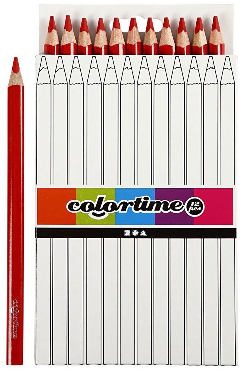 Colortime Kleurpotloden, vulling: 5 mm, rood, Jumbo, 12 stuks