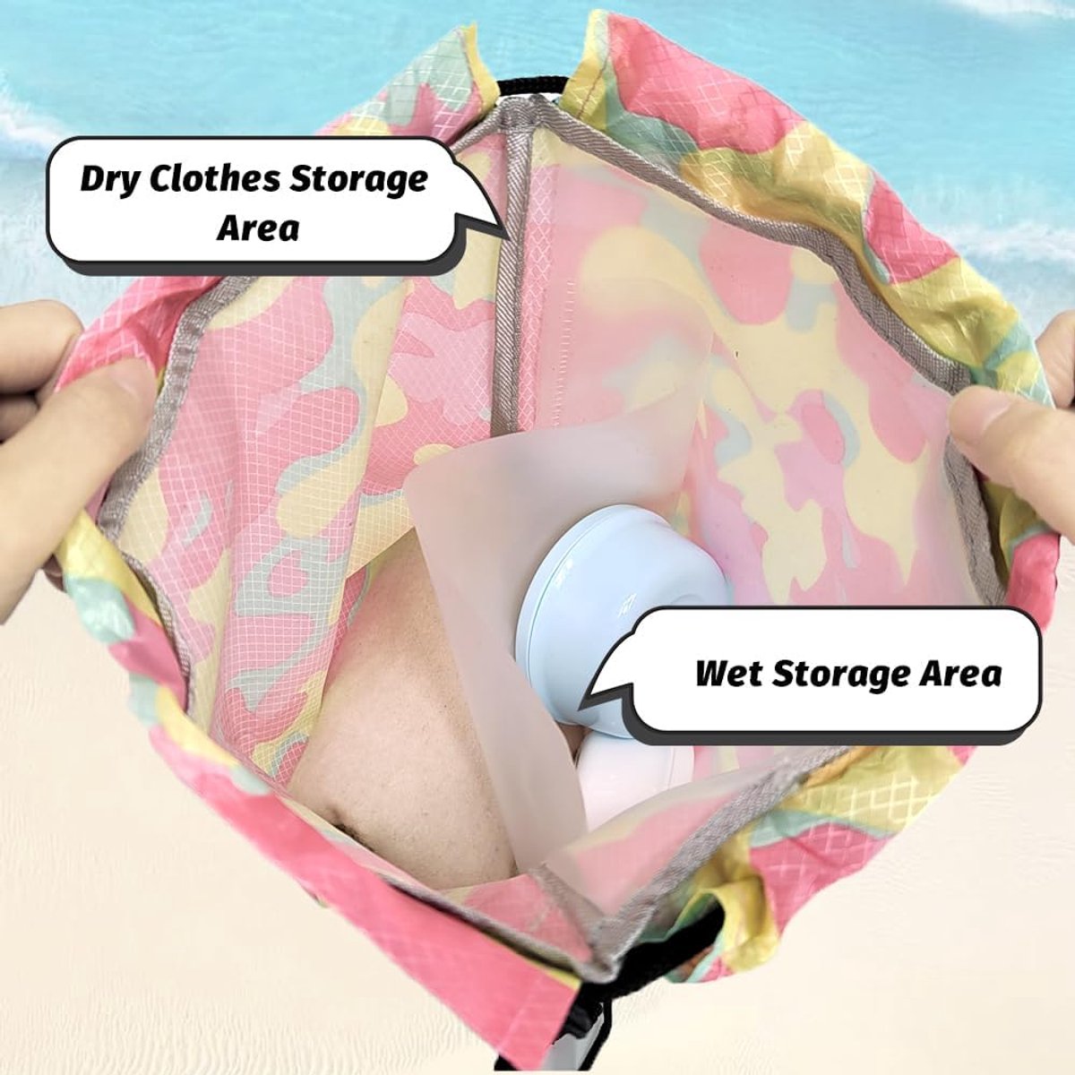 zwemzak - turnzak - Girls and Boys Swim Bag - Waterproof Swim Bag - Children's Swim Bag - Girls Drawstring Bag - Wet and Dry Separation - Beach Backpack - Sports Gym - PE - Children's Beach Bag (Pink - 32*38) — afbeelding 5