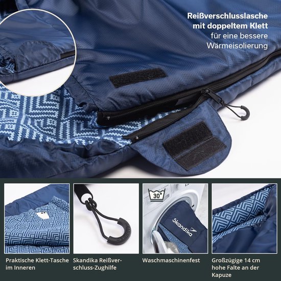 Dekenslaapzak - Kampeerslaapzak - Kamperen en Festivals - Koppelbaar met dubbele rits - 220 x 80 cm - Blauw — afbeelding 4