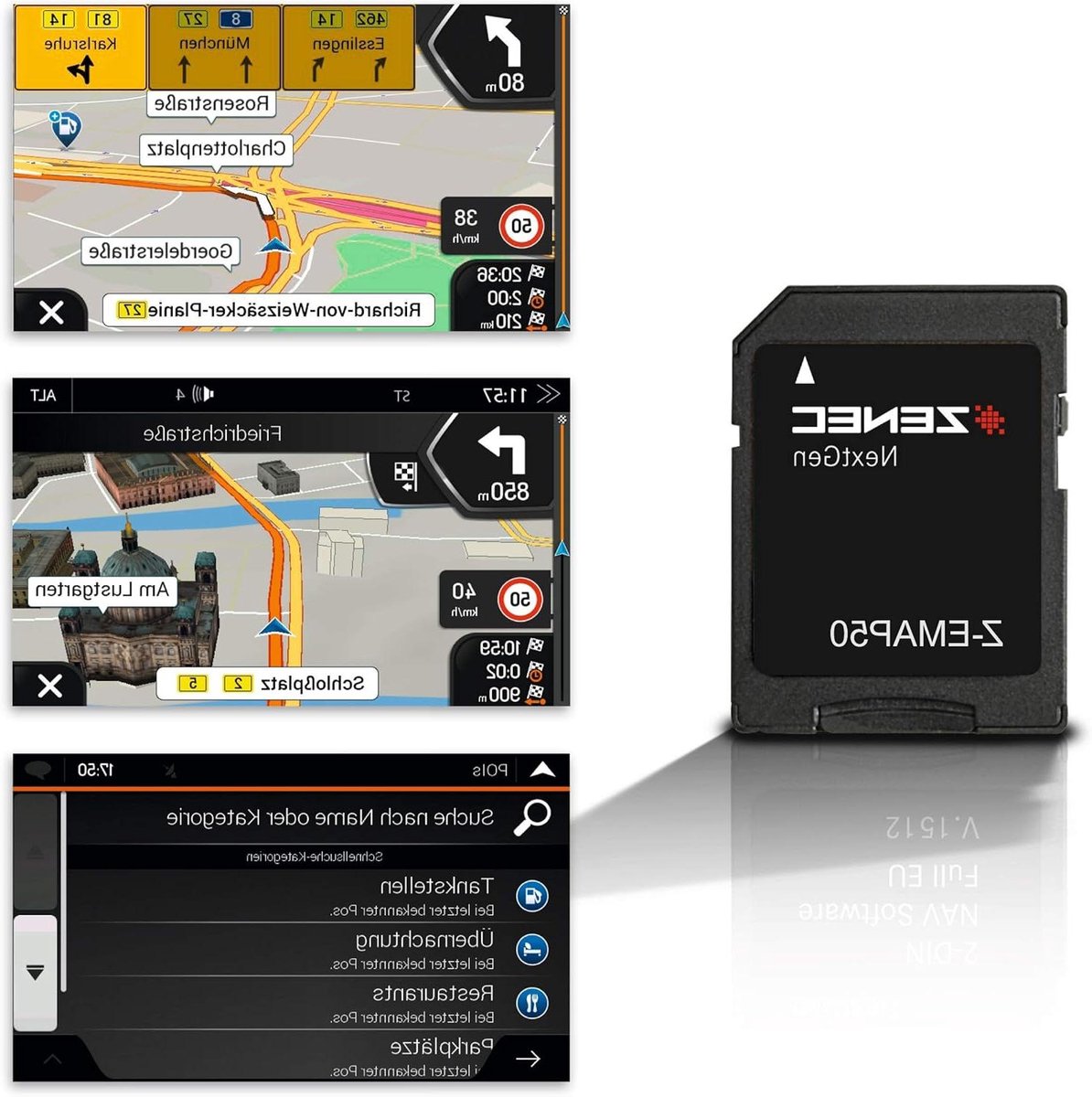Navigatie Software - SD Kaart Europa - Auto Navigatie - 3D Stadsweergave - 16 GB