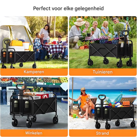 Tuinwagen - Bolderkar - Trolley - Handkar - Voor Camping, Strand & Boodschappen - Lichtgewicht - Rood van Merkloos — afbeelding 4