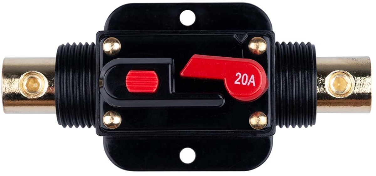 Circuit Breaker - Zekering Houder - Stroom Beveiliging - Handmatige Reset - 20 Ampere