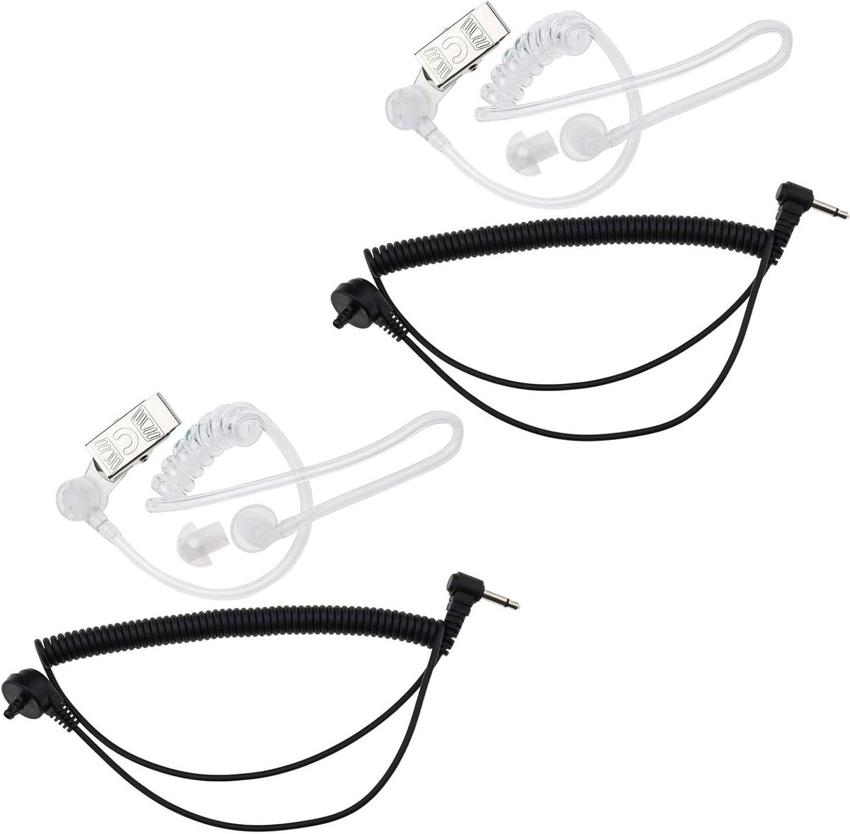 2 Sets 3.5mm Luister Alleen Akoestische Buis Oortje Met Paddestoel Oordopjes Compatibel met Motorola Compatibel met Icom Radio Speaker Microfoons