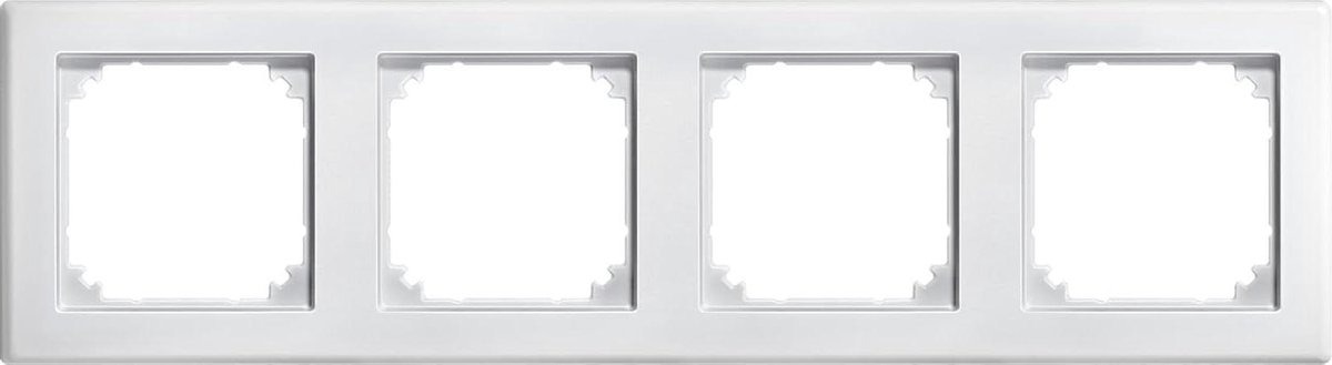 Inbouwframe 4-voudig - Wandpaneel - Verticale montage - Krasbestendig Duroplast - 80 x 294 mm - Poolwit