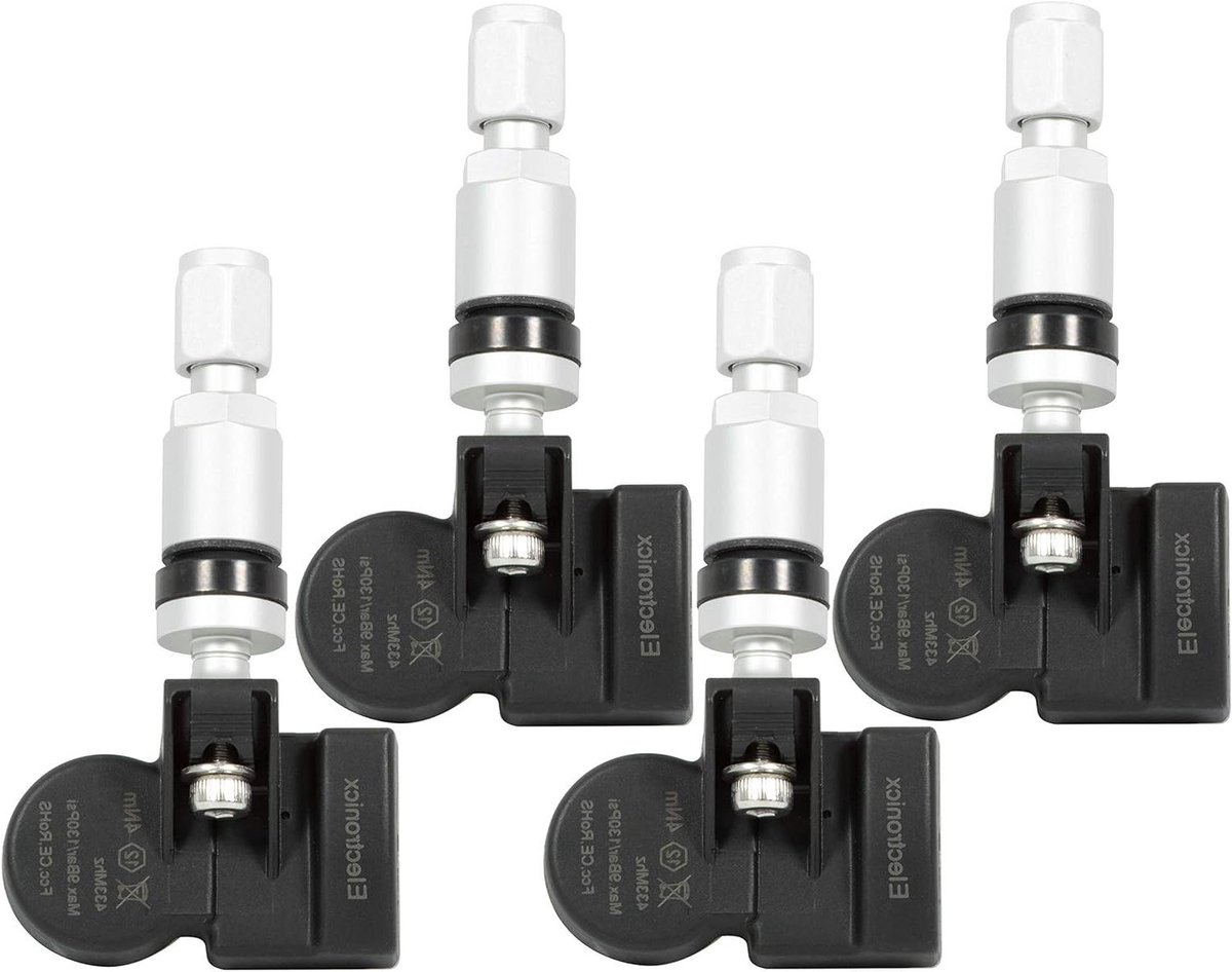 Bandenspanningssensoren Set - TPMS RDKS systeem - Veilige Bandenspanning - Voorgeprogrammeerd en direct klaar - 433 Mhz - Zilver