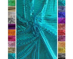 Stoffbook TURKIS PAILLENT LARGE DOLLS Sequins Fabric, B434 (Turquoise)