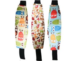Hoofdondersteuning Kinderzitje - Reisaccessoire Baby - Veilig Slapen Onderweg - Verstelbare Band - 25-45 cm - Dierenmotieven