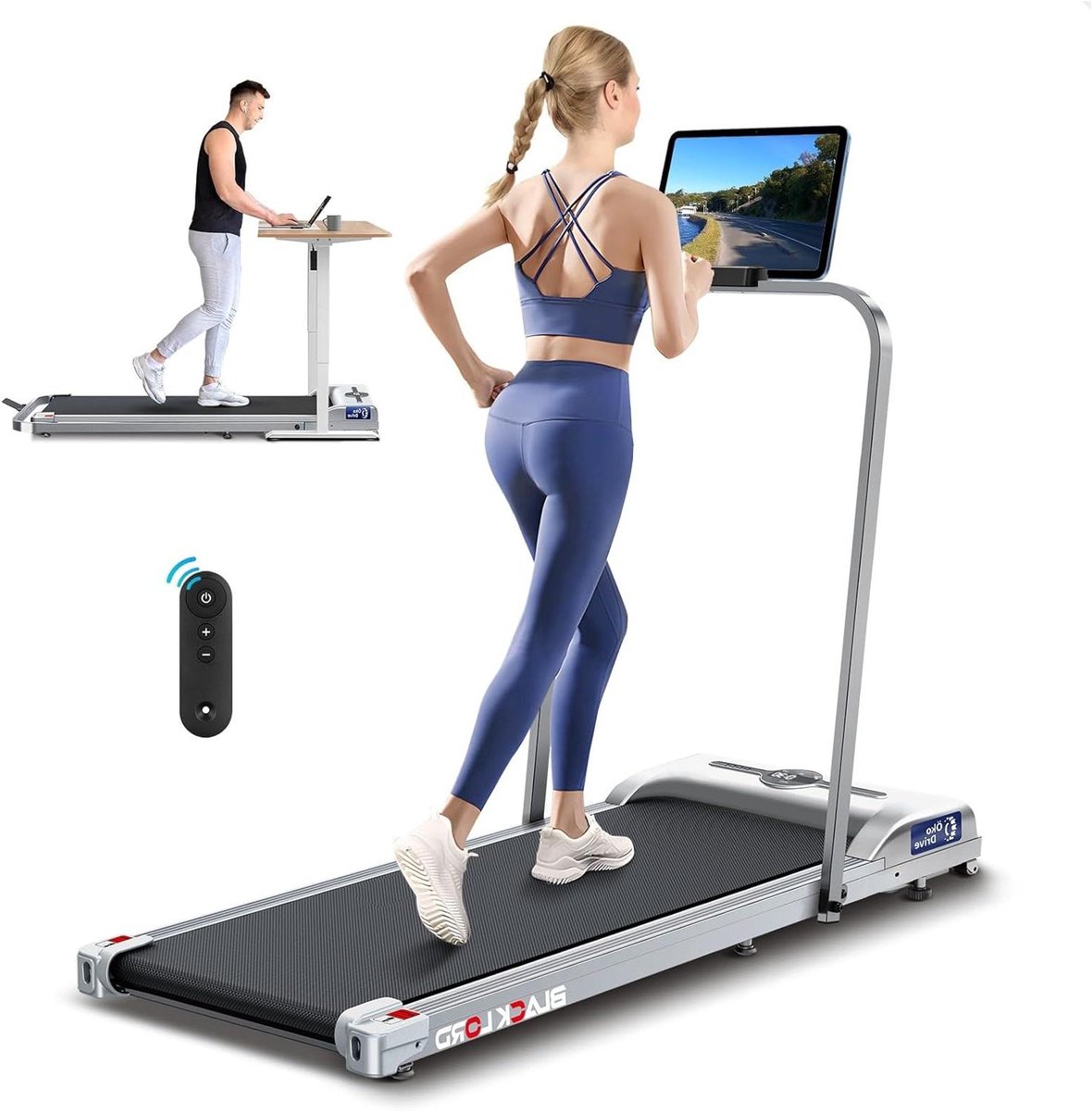 Loopband Onder Bureau - Wandelband Fitnessapparaat - Thuiswerken Trainen - Dubbele Schokdemping - 119 x 48.5 x 12 cm - Zilver