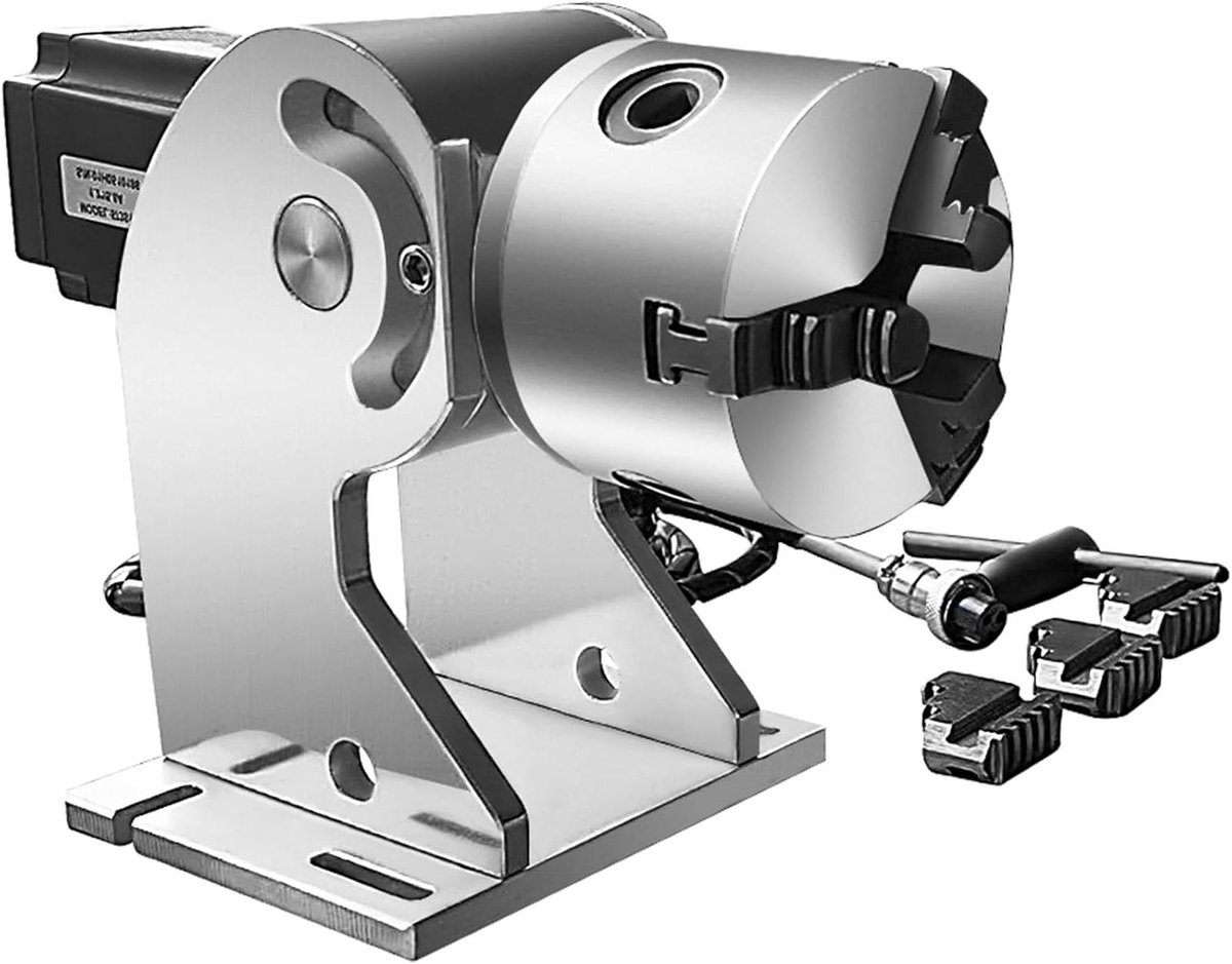 Rotatieas Graveermachine - Laser Accessoire - Metaal Graveren - 360 Graden Rotatie - 6 kg - Zilver