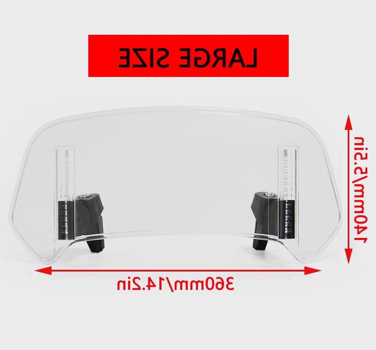 Motorfiets Windscherm - Voorruit Deflector - Comfortabel Rijden - Verstelbare Positie - 360 x 140 mm - B Grey