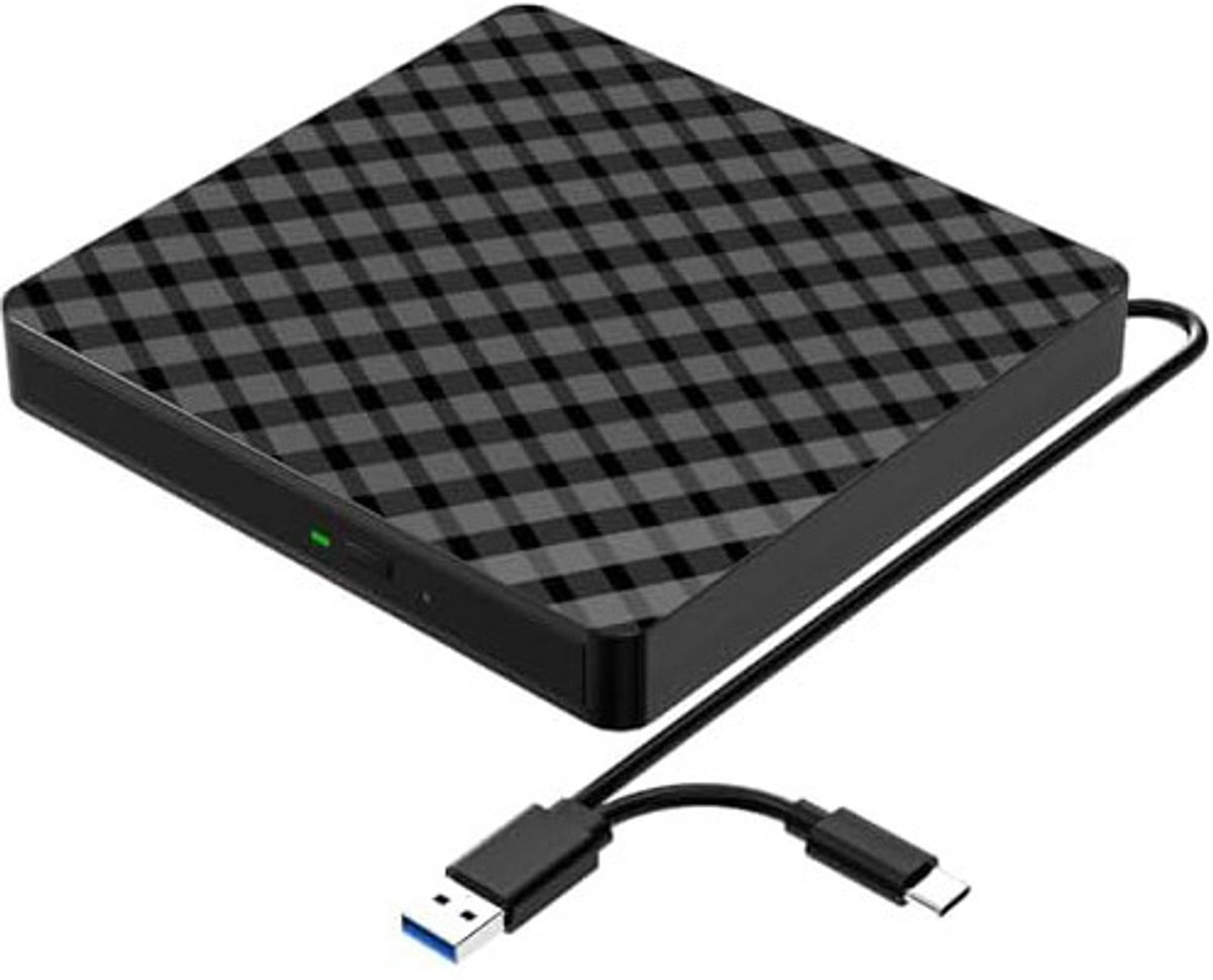 Image of Oneay Externe cd/dvd-drive – draagbare lezer/schrijver met USB 3.0- en Type-C-aansluiting; ultradunne drive, compatibel met laptops, desktops en MacBooks, ondersteunt macOS en Windows 10/8/7.