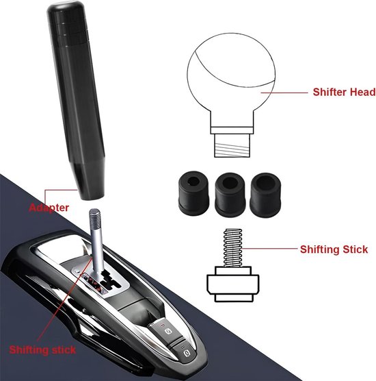 Schakelknop Auto - Versnellingspook Hendel - Soepeler Schakelen - Aluminium Legering - 180 x 31 mm - Zwart — afbeelding 4