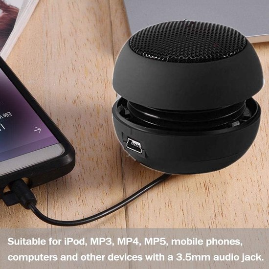 SnelShoppen - Mini Speakers met Jackplug, Draagbare 3.5mm Loud Phone Speaker met Ingebouwde Batterij voor Mobiele Telefoon, MP3 en PC, Oplaadbare Plug van Snelshoppen — afbeelding 4