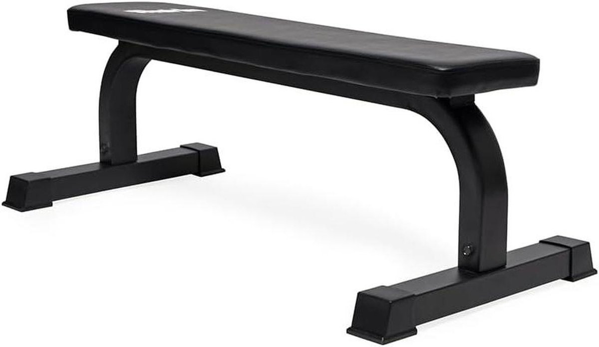 Fitnessbank Plat - Trainingsbank - Krachttraining Thuis - Hoge Stabiliteit - 111 x 40 cm - Zwart