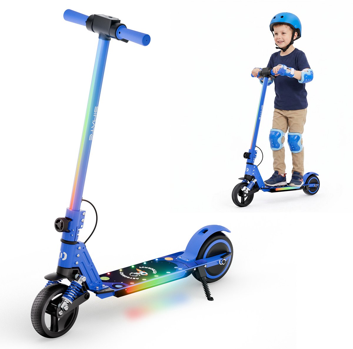 SIMATE S5 Opvouwbare Kinder Elektrische Scooter – 130W Motor, 14km/h, 5-8km Bereik, LED-display, Hemelsblauw – Vanaf 6 jaar