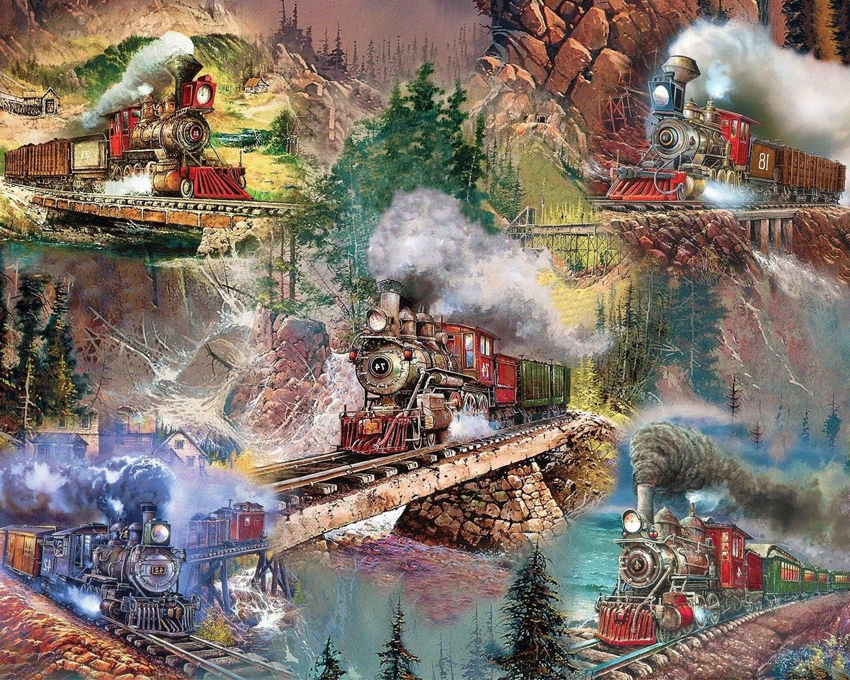 Trein Puzzel - Legpuzzel - Ontspanning - 1000 Stukjes - 76 x 61 cm - Multicolor